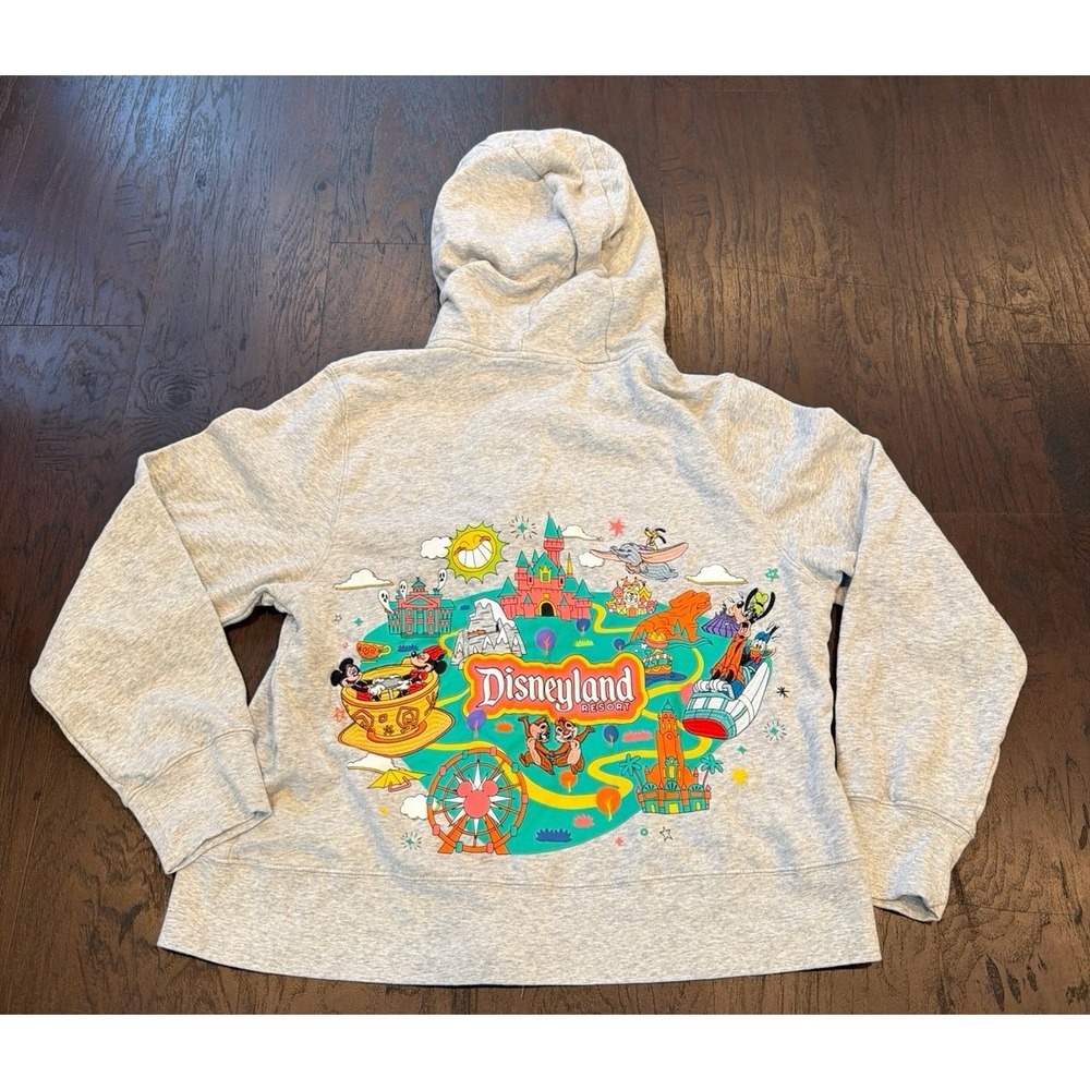EMBROIDERED DISNEYLAND‎ PLAY IN THE PARKS GREY ZIP UP HOODIE